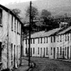 Black and white photograph of street in Aberfan, South Wales, UK